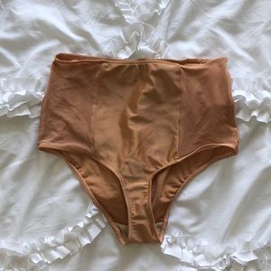 High Waist Nude Bikini Bottoms w/ Mesh Inserts
